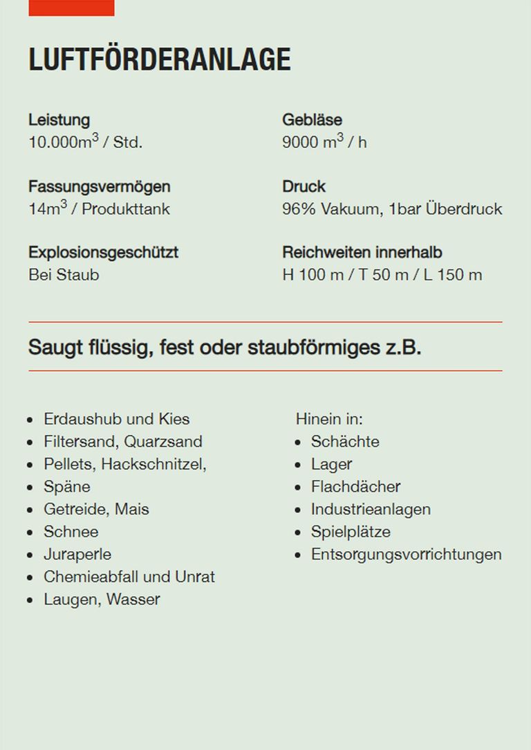 Saugbagger Ulm - Technische Daten LFA